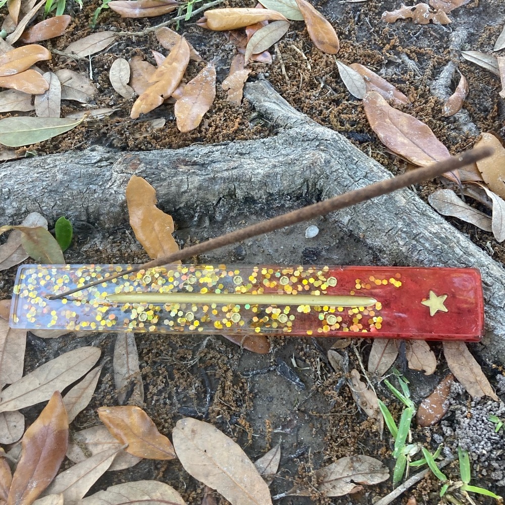 Red and gold stars handmade Incense Stick Holder